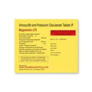 Megamentin 375 Mg Tablet Box/Carton showing the Back face.