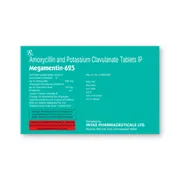 Megamentin 625 Tablet Box/Carton showing the Back face.