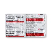 Megamox 500 Mg Tablet DT Blister Pack showing the Front face.