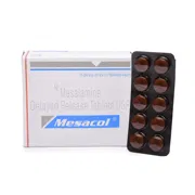 Mesacol 400 Mg Box/Carton + Blister Pack showing the Front face.