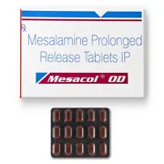 Mesacol Od 1.2 Gm Tablet 15'S Box/Carton + Blister Pack showing the Front face.
