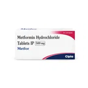 Metfor 500 Mg Tablet Box/Carton showing the Front face