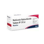 Metfor 500 Mg Tablet Box/Carton showing the Front face