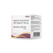 Metford 1000 Mg SR Tablet Box/Carton showing the Front and Back face.