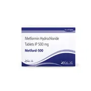 Metford 500 Mg Tablet Box/Carton showing the Front face