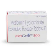 Metgem 500 Tablet ER Box/Carton showing the Front face.