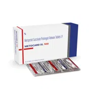 Metocard XL 100 Tablet Box/Carton + Blister Pack showing the Front face.