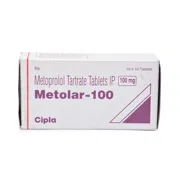 Metolar 100 Mg Box/Carton showing the Front face.