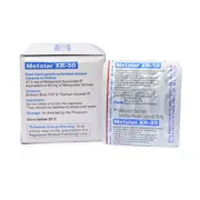 Metolar XR 50 Mg Box/Carton + Blister Pack showing the Front and Back face.