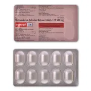 Metrogyl ER 600 Mg Tablet Blister Pack showing the Front and Back face.