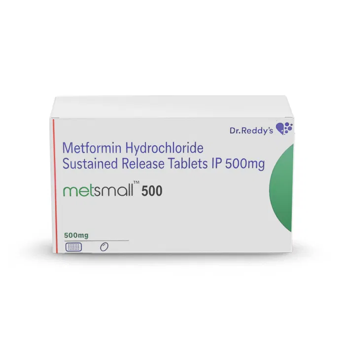 Metsmall 500 Tablet SR Box/Carton showing the Front face.