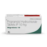 Migrabeta 10 mg Tablet Box/Carton showing the Front face.