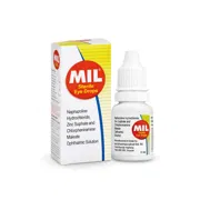 Mil 10 ml Box/Carton + Eye Drops Bottle showing the Front face.
