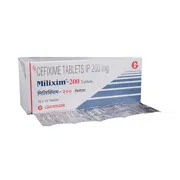 Milixim 200 Tablet Box/Carton + Blister Pack showing the Front face.