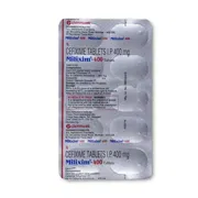 Milixim 400 Tablet Blister Pack showing the Back face.