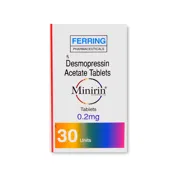 Minirin 0.2 Mg Tablet Box/Carton showing the Front face.