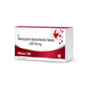 Mino 50 Tablet Box/Carton showing the Front face.