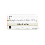 Minolox 50 Tablet Box/Carton showing the Front face.