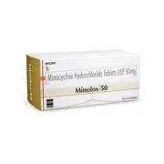 Minolox 50 Tablet Box/Carton showing the Front face.