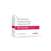Minopride 50 Mg Capsule Box/Carton showing the Front face
