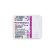 Minopride 50 Mg Capsule Blister Pack showing the Back face