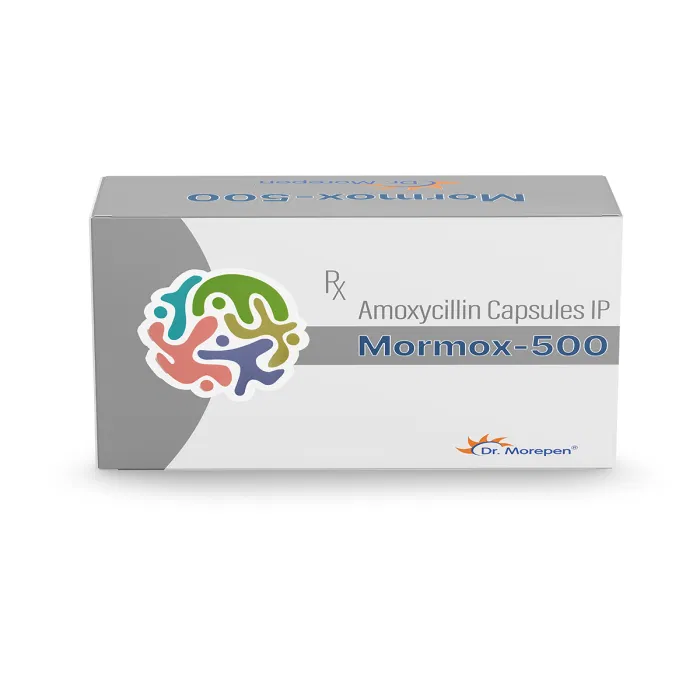 Mormox 500 Mg Capsule Box/Carton showing the Front face.
