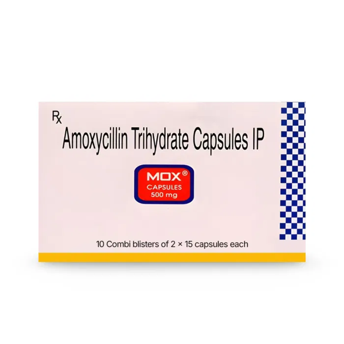 Mox 500 Mg Capsule Box/Carton showing the Front face.