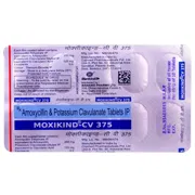Moxikind-CV 375 Tablet Blister Pack showing the Front face.