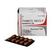 Mycobutol 600 Mg Box/Carton + Blister Pack showing the Front face.