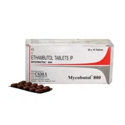Mycobutol 800 Mg Box/Carton + Blister Pack showing the Front face.