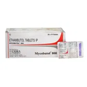 Mycobutol 800 Mg Box/Carton + Blister Pack showing the Front face.