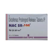 NAC SR 100 Tablet Box/Carton showing the Front face.
