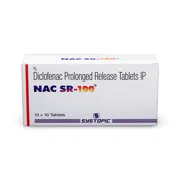 NAC SR 100 Tablet Box/Carton showing the Front face.