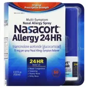 Nasacort Aqua Nasal Spray Box/Carton + Blister Pack showing the Front face.