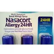 Nasacort Aqua Nasal Spray Box/Carton + Blister Pack showing the Front face.
