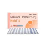 Nebi 5 Tablet Box/Carton + Blister Pack showing the Front face.