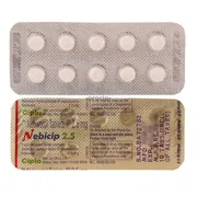 Nebicip 2.5 Tablet Blister Pack showing the Front/Back face.