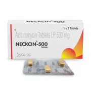 Neckcin 500 Mg Tablet Box/Carton + Blister Pack showing the Front face.