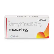 Neckcin 500 Mg Tablet Box/Carton showing the Front face.
