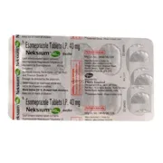 Neksium 40 Mg Tablet Blister Pack showing the Back face.