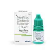 Nepaflam 5 ml Box + Eye Drops Bottle Showing the Front face