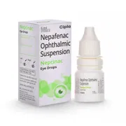 Nepcinac Eye Drop Box/Carton + Eye Drops Bottle showing the Front face.