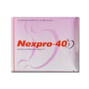 Nexpro 40 Mg Tablet Box/Carton showing the Front face.