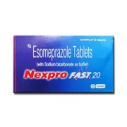 Nexpro Fast 20 Mg Tablet Box/Carton showing the Front face.