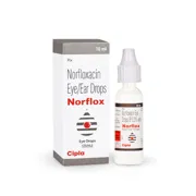 Norflox 10 ml Box + Eye Drops Bottle Showing the Front face