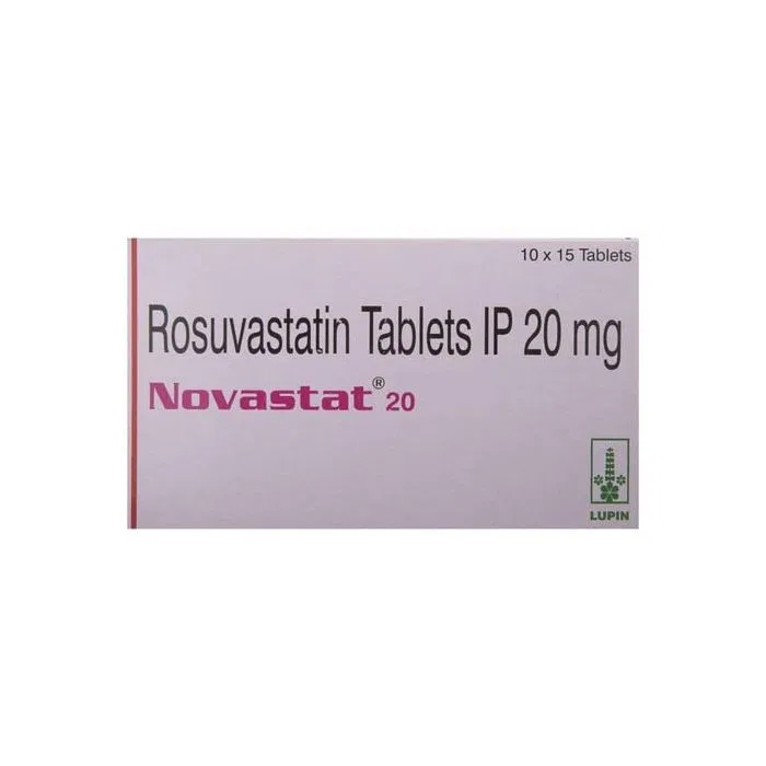 Novastat 20 Tablet Box/Carton showing the Front face.