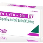 Ocuvir Dispersible Tablets 200 Mg Box/Carton showing the Front face.