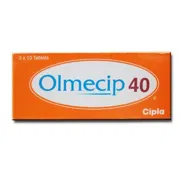 Olmecip 40 Mg Box/Carton showing the Front face.