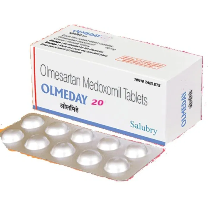 Olmeday 20 Mg Tablet Box/Carton + Blister Pack showing the Front face.