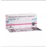 Olmetime 20 Tablet Box/Carton + Blister Pack showing the Front face.